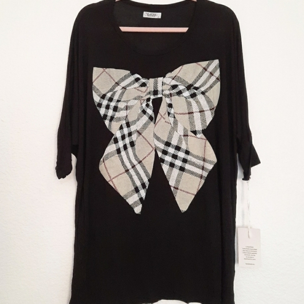 Lauren Moshi Plaid Bow Black Minidress